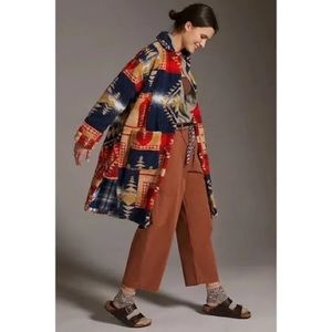 Anthropologie | Pilcro Leopard Sherpa Duster Jacket Southwestern Aztec Print